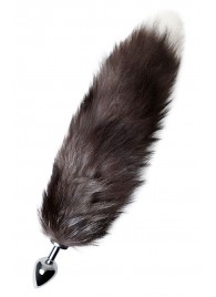 Серебристая металлическая анальная втулка с хвостом чернобурой лисы - размер S - ToyFa - купить с доставкой в Ангарске