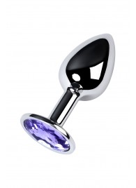 Серебристая конусовидная анальная пробка с фиолетовым кристаллом - 7 см. - ToyFa - купить с доставкой в Ангарске