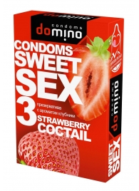 Презервативы для орального секса DOMINO Sweet Sex с ароматом клубничного коктейля  - 3 шт. - Domino - купить с доставкой в Ангарске