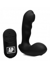 Черный стимулятор простаты Alpha-Pro 7X P-Milker Silicone Prostate Stimulator with Milking Bead - XR Brands - в Ангарске купить с доставкой