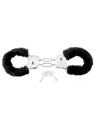 Меховые чёрные наручники Beginner s Furry Cuffs - Pipedream - купить с доставкой в Ангарске