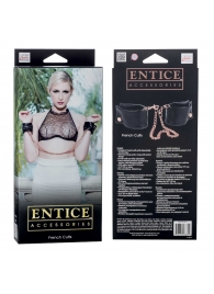 Черные мягкие наручники Entice French Cuffs с цепью - California Exotic Novelties - купить с доставкой в Ангарске