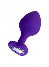 Фиолетовая анальная втулка Diamond Heart с прозрачным кристаллом - 8 см. - ToyFa - купить с доставкой в Ангарске