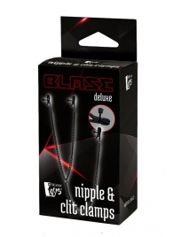 Черные зажимы на соски и клитор на цепочке DELUXE NIPPLE   CLIT CLAMPS - Dream Toys - купить с доставкой в Ангарске