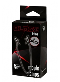 Черные зажимы на соски на цепочке BLAZE DELUXE NIPPLE CLAMPS - Dream Toys - купить с доставкой в Ангарске