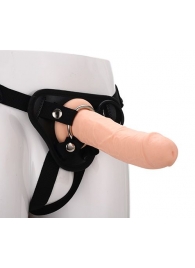 Черные трусики с телесной насадкой STRAP ON REAL DILDO - 21 см. - Dream Toys - купить с доставкой в Ангарске