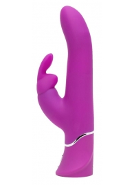 Лиловый вибратор Curve Thrusting Rechargeable Rabbit Vibrator - 24,1 см. - Happy Rabbit