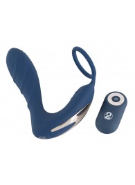 Синий вибростимулятор простаты с кольцом - 14,5 см. - Orion - в Ангарске купить с доставкой