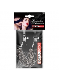 Оригинальные зажимы на соски с тройной короткой цепочкой - Notabu - купить с доставкой в Ангарске