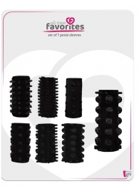Набор из 7 черных насадок PENIS SLEEVES SET - Dream Toys - в Ангарске купить с доставкой