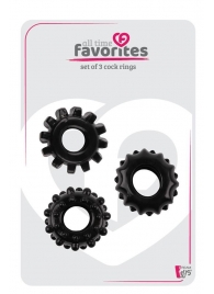 Набор из 3 черных эрекционных колец SET OF 3 COCKRINGS - Dream Toys - в Ангарске купить с доставкой