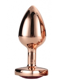 Золотистая анальная втулка с кристаллом-сердечком розового цвета - 7,1 см. - Dream Toys - купить с доставкой в Ангарске