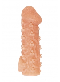 Телесная закрытая насадка с пучками шишечек Cock Sleeve Size S - 13,8 см. - KOKOS - в Ангарске купить с доставкой