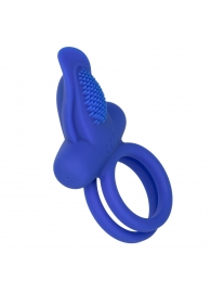 Синее перезаряжаемое эрекционное кольцо Silicone Rechargeable Dual Pleaser Enhancer - California Exotic Novelties - в Ангарске купить с доставкой