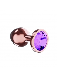 Пробка цвета розового золота с фиолетовым кристаллом Diamond Amethyst Shine S - 7,2 см. - Lola Games - купить с доставкой в Ангарске