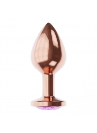 Пробка цвета розового золота с фиолетовым кристаллом Diamond Amethyst Shine S - 7,2 см. - Lola Games - купить с доставкой в Ангарске