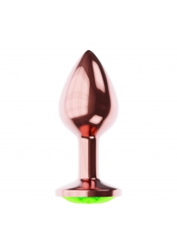Пробка цвета розового золота с лаймовым кристаллом Diamond Emerald Shine S - 7,2 см. - Lola Games - купить с доставкой в Ангарске
