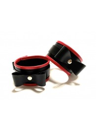 Черно-красные наручники с бантиками из эко-кожи - БДСМ Арсенал - купить с доставкой в Ангарске