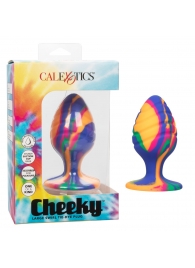 Яркая анальная пробка Cheeky Large Swirl Tie-Dye Plug - 9 см. - California Exotic Novelties