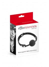 Черный силиконовый кляп-шарик на ремешках - Fetish Tentation - купить с доставкой в Ангарске