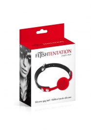 Красный кляп-шарик на черных ремешках - Fetish Tentation - купить с доставкой в Ангарске