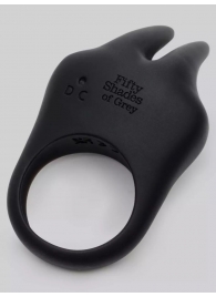 Черное эрекционное виброкольцо Sensation Rechargeable Vibrating Rabbit Love Ring - Fifty Shades of Grey - в Ангарске купить с доставкой