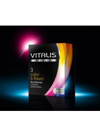 Цветные ароматизированные презервативы VITALIS PREMIUM color   flavor - 3 шт. - Vitalis - купить с доставкой в Ангарске