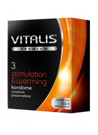 Презервативы VITALIS PREMIUM stimulation   warming с согревающим эффектом - 3 шт. - Vitalis - купить с доставкой в Ангарске