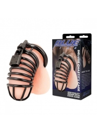 Черная металлическая клетка с замком Deluxe Chastity Cage - BlueLine - купить с доставкой в Ангарске