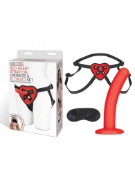 Красный поясной фаллоимитатор Red Heart Strap on Harness   5in Dildo Set - 12,25 см. - Lux Fetish - купить с доставкой в Ангарске