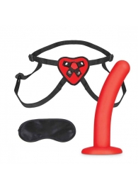 Красный поясной фаллоимитатор Red Heart Strap on Harness   5in Dildo Set - 12,25 см. - Lux Fetish - купить с доставкой в Ангарске