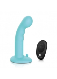 Голубая изогнутая насадка 6in Remote Control Ripple P-Spot G-Spot на черных трусиках - 16 см. - Pegasus - купить с доставкой в Ангарске