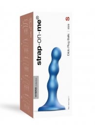 Голубая насадка Strap-On-Me Dildo Plug Balls size S - Strap-on-me - купить с доставкой в Ангарске