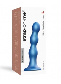 Голубая насадка Strap-On-Me Dildo Plug Balls size L - Strap-on-me - купить с доставкой в Ангарске