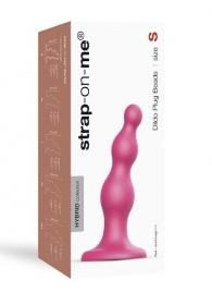 Розовая насадка Strap-On-Me Dildo Plug Beads size S - Strap-on-me - купить с доставкой в Ангарске