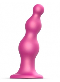 Розовая насадка Strap-On-Me Dildo Plug Beads size S - Strap-on-me - купить с доставкой в Ангарске