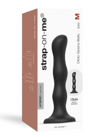 Черная насадка Strap-On-Me Dildo Geisha Balls size M - Strap-on-me - купить с доставкой в Ангарске