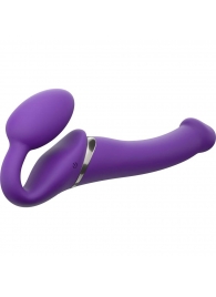 Фиолетовый безремневой вибрострапон Silicone Bendable Strap-On - size M - Strap-on-me - купить с доставкой в Ангарске