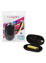 Золотистая вибропуля в чехле для хранения Rechargeable Hideaway Bullet - 7,5 см. - California Exotic Novelties