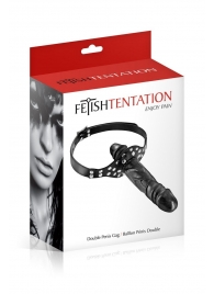 Черный кляп-фаллоимитатор Double Penis Gag - Fetish Tentation - купить с доставкой в Ангарске