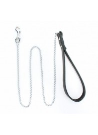 Металлический поводок с кожаной ручкой - БДСМ Арсенал - купить с доставкой в Ангарске