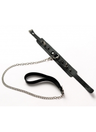 Черный ошейник с шипами и поводком - Crazy Handmade - купить с доставкой в Ангарске