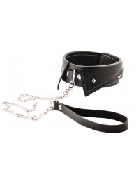 Черный ошейник-воротничок с металлическим поводком - Crazy Handmade - купить с доставкой в Ангарске