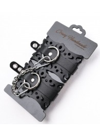 Ажурные наручники из черной кожи - Crazy Handmade - купить с доставкой в Ангарске