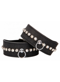 Черные наручники Diamond Studded Wrist Cuffs - Shots Media BV - купить с доставкой в Ангарске