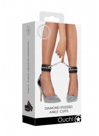 Черные поножи Diamond Studded Ankle Cuffs - Shots Media BV - купить с доставкой в Ангарске