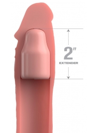 Телесная насадка-удлинитель 2 Inch Silicone X-tension with Strap - 20,3 см. - Pipedream - в Ангарске купить с доставкой