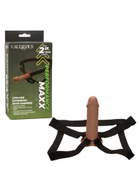 Коричневый фаллопротез Life-Like Extension with Harness - 17,75 см. - California Exotic Novelties - купить с доставкой в Ангарске