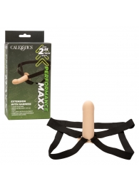 Телесный фаллопротез из силикона Extension with Harness - 15,75 см. - California Exotic Novelties - купить с доставкой в Ангарске