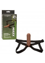 Коричневый фаллопротез из силикона Extension with Harness - 15,75 см. - California Exotic Novelties - купить с доставкой в Ангарске